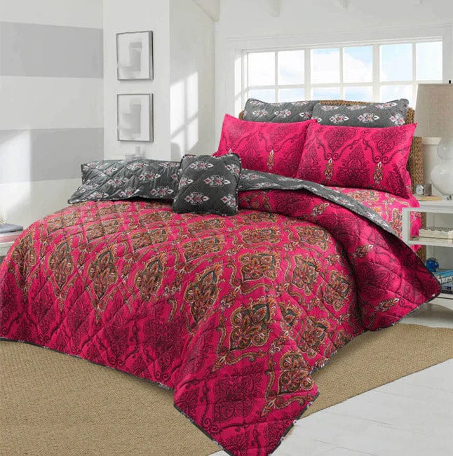 Grace D926- 7 pc summer Comforter Set with 4 pillow covers