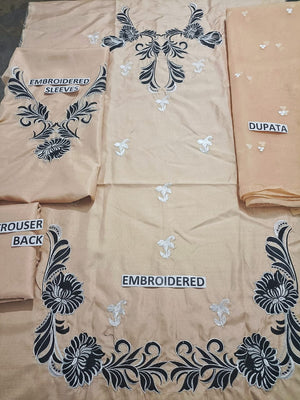 Grace S276 - Embroidered 3pc silk dress with Embroidered organza dupatta.