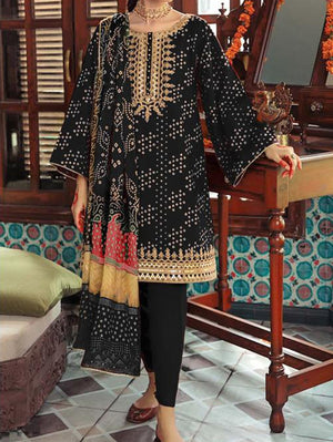 Grace S283- Embroidered 3pc lawn dress with printed chiffon dupatta.