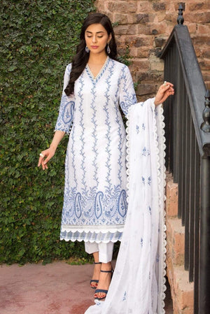 Grace A23-Embroided 3pc linen dress with embroidered chiffon dupatta.