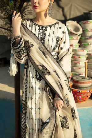 Grace S68- Embroidered 3pc lawn dress with Embroidered Organza Dupatta
