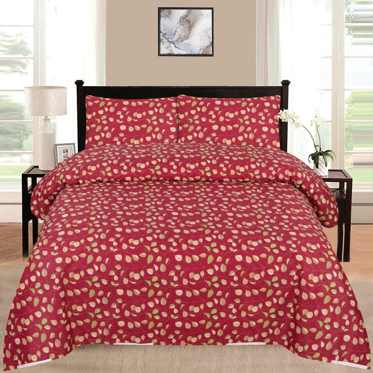 Tulip D645 -Cotton PC King Size Bedsheet with 2 Pillow Covers.
