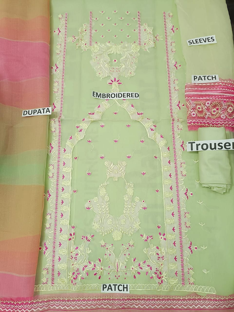 Grace S72 - Embroidered 3pc organza dress with Printed Organza Dupatta.