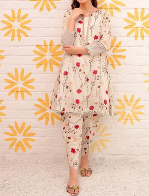 Grace W69- Printed 2pc silk dress