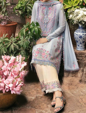 Grace W70 - Embroidered 3pc linen dress with embroidered linen dupatta.