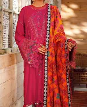 Grace W134 -Embroidered 3pc Marina dress With printed shawl