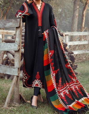 Grace W140 -Embroidered 3pc Marina dress With printed shawl