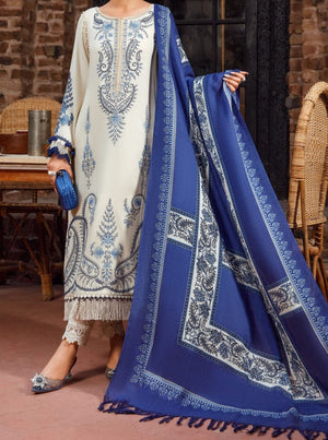 Grace W141 -Embroidered 3pc Marina dress With printed shawl