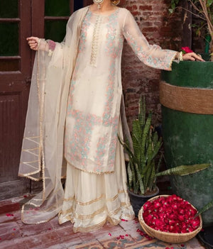 Grace S306 - Embroidered 3pc organza dress with organza dupatta