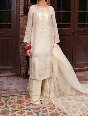 Grace S306 - Embroidered 3pc organza dress with organza dupatta