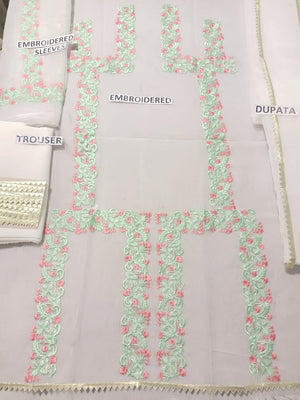 Grace S306 - Embroidered 3pc organza dress with organza dupatta