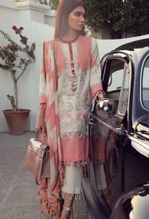 Grace S314- Embroidered 3pc lawn dress with printed chiffon dupatta.