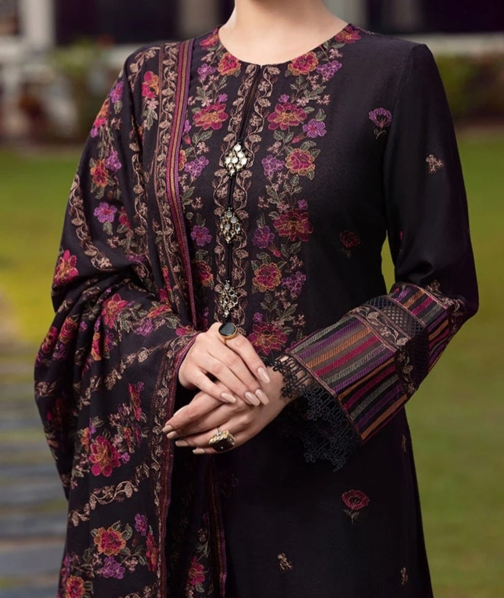 Sarinnah Premium D64-Luxury Formal Heavy Embroidered Karandi Shawl.