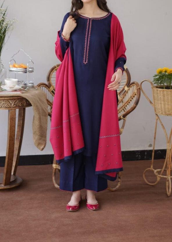 Grace W526 -Embroidered 3pc marina dress with embroidered marina dupatta.