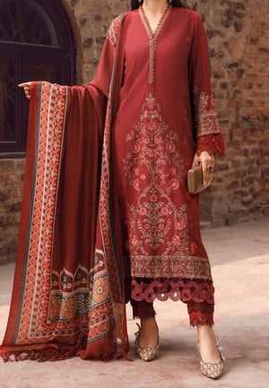 Grace W135 -Embroidered 3pc Marina dress With printed shawl