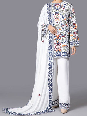 Grace W95 -Embroidered 3pc khaddar dress With embroidered wool shawl