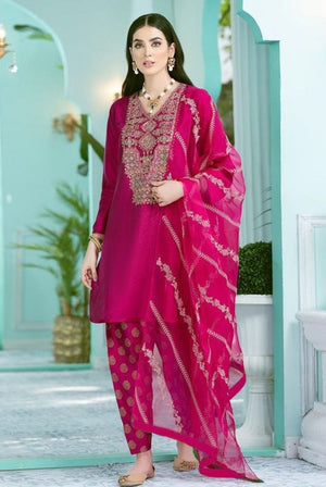 Grace S57 - Embroidered 3pc Lawn Dress With Chiffon Embroidered Dupatta.