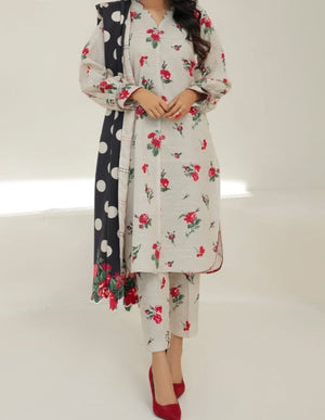 Grace S376 - Printed 3pc lawn dress with Printed chiffon dupatta.