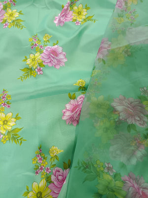 Grace S223 - printed 3pc Kataan silk dress with printed organza dupatta.