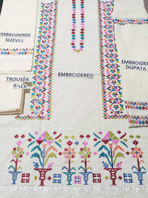 Grace S342 - Embroidered 3pc lawn dress with embroidered Chiffon dupatta.