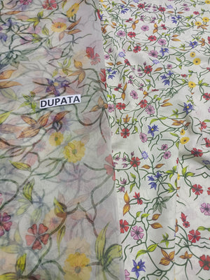 Grace S341 - Digital Printed 3pc lawn dress with  printed organza  dupatta.