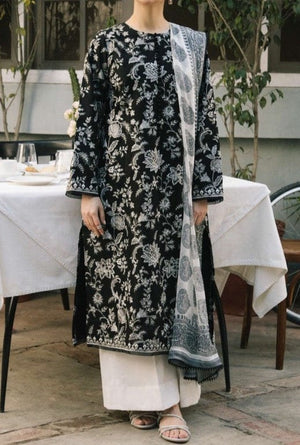 Grace W50 - Embroidered 3pc linen dress with digital printed shawl