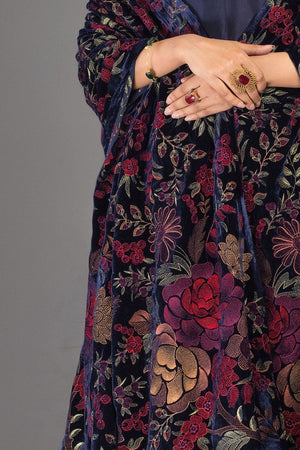 Sarinnah Premium 98-Embroided Fine quality Velvet shawl. - gracestore.pk