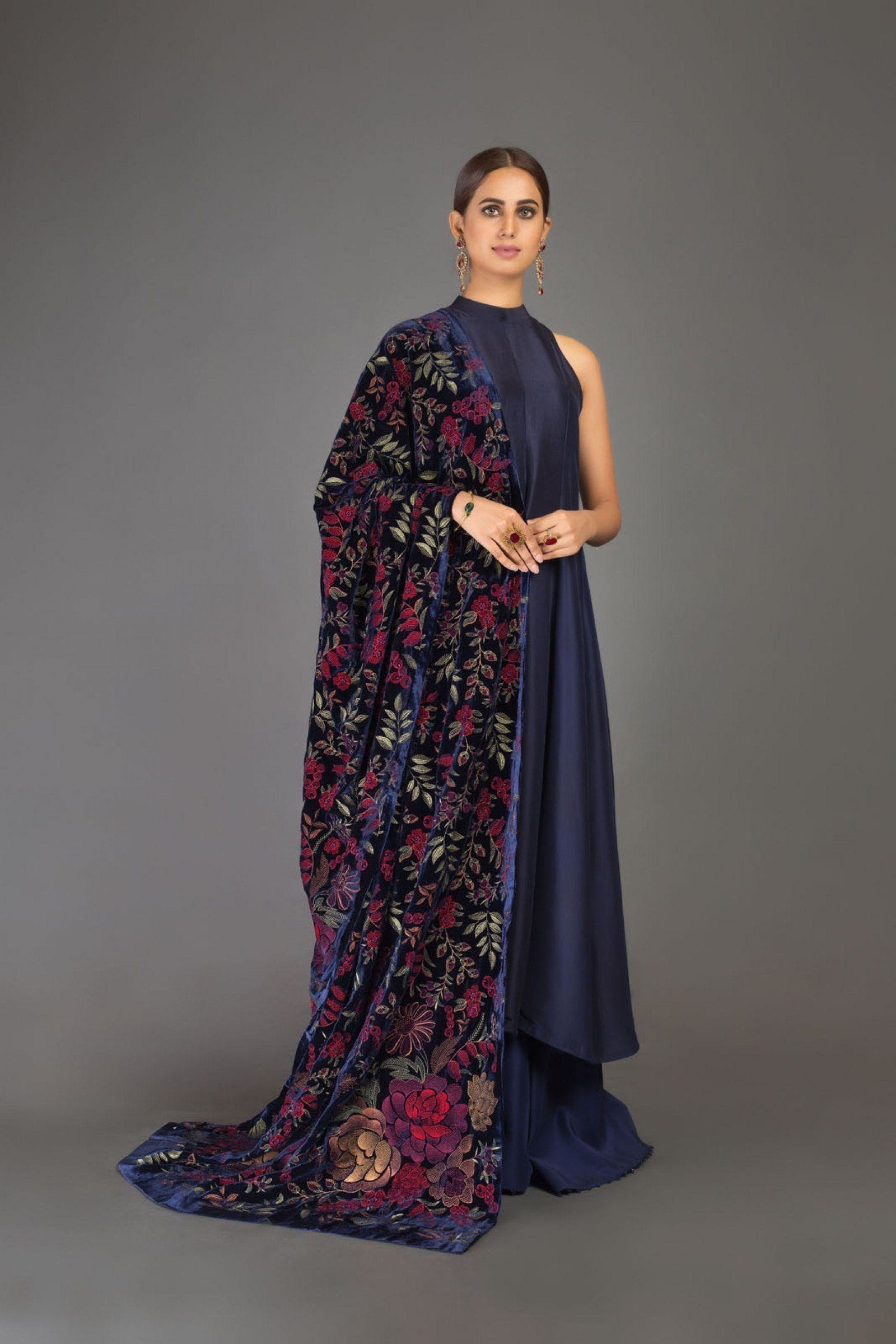 Sarinnah Premium 98-Embroided Fine quality Velvet shawl. - gracestore.pk