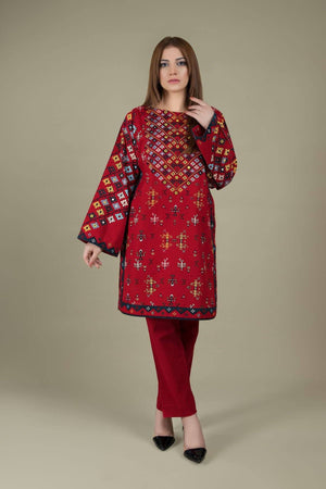 Sarinnah D39 K-Embroided 2pc khaddar dress shirt & trouser. - gracestore.pk