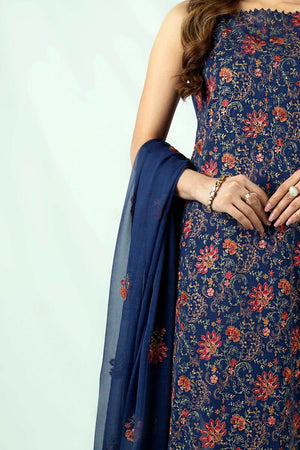 Grace A63-Embroided 3pc linen dress with embroidered chiffon dupatta.