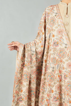 Grace premium D53- Embroidered Karandi creme Shawl.