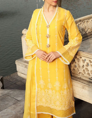 Grace W30-Embroided 3pc linen dress with embroidered chiffon dupatta.