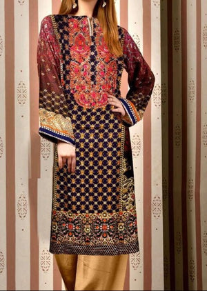 Grace S256- Embroidered 3pc lawn dress with printed chiffon dupatta.