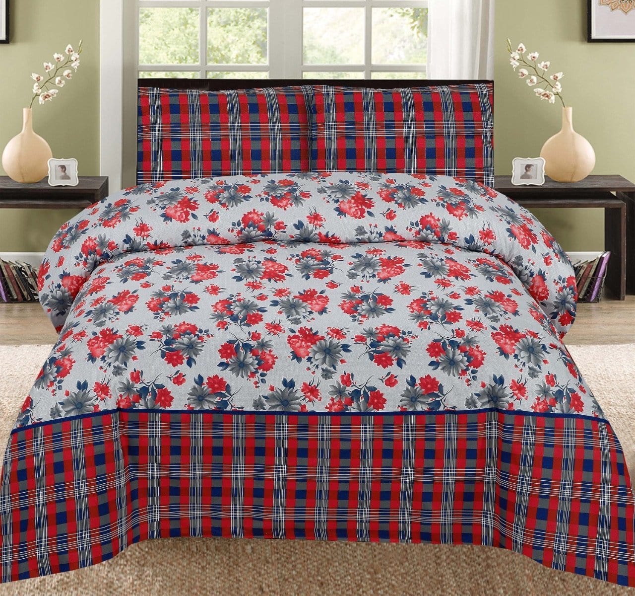 Grace D126-Cotton PC King Size Bedsheet with 2 Pillow Covers.