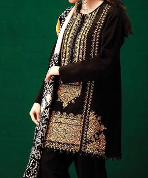 Grace W102 -Embroidered 3pc khaddar dress with wool shawl.