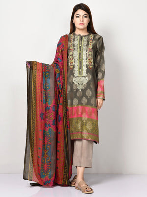 Limelight 63582-Embroided 3pc lawn dress with printed lawn dupatta. - gracestore.pk