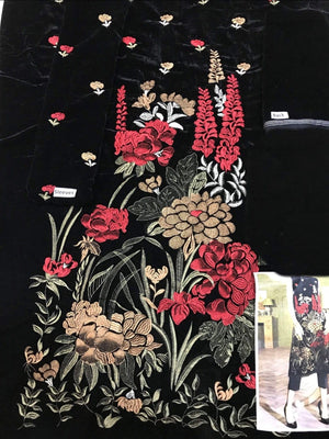 Grace Black Olive- Embroidered Velvet Shirt.