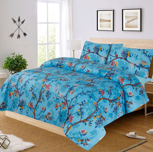 Grace D535-Cotton PC King Size Bedsheet with 2 Pillow Covers.
