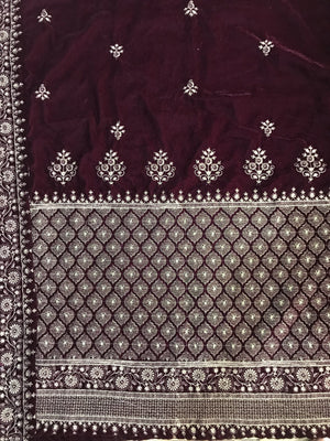 Sarinnah Premium 86-Embroided Fine quality Velvet shawl. - gracestore.pk