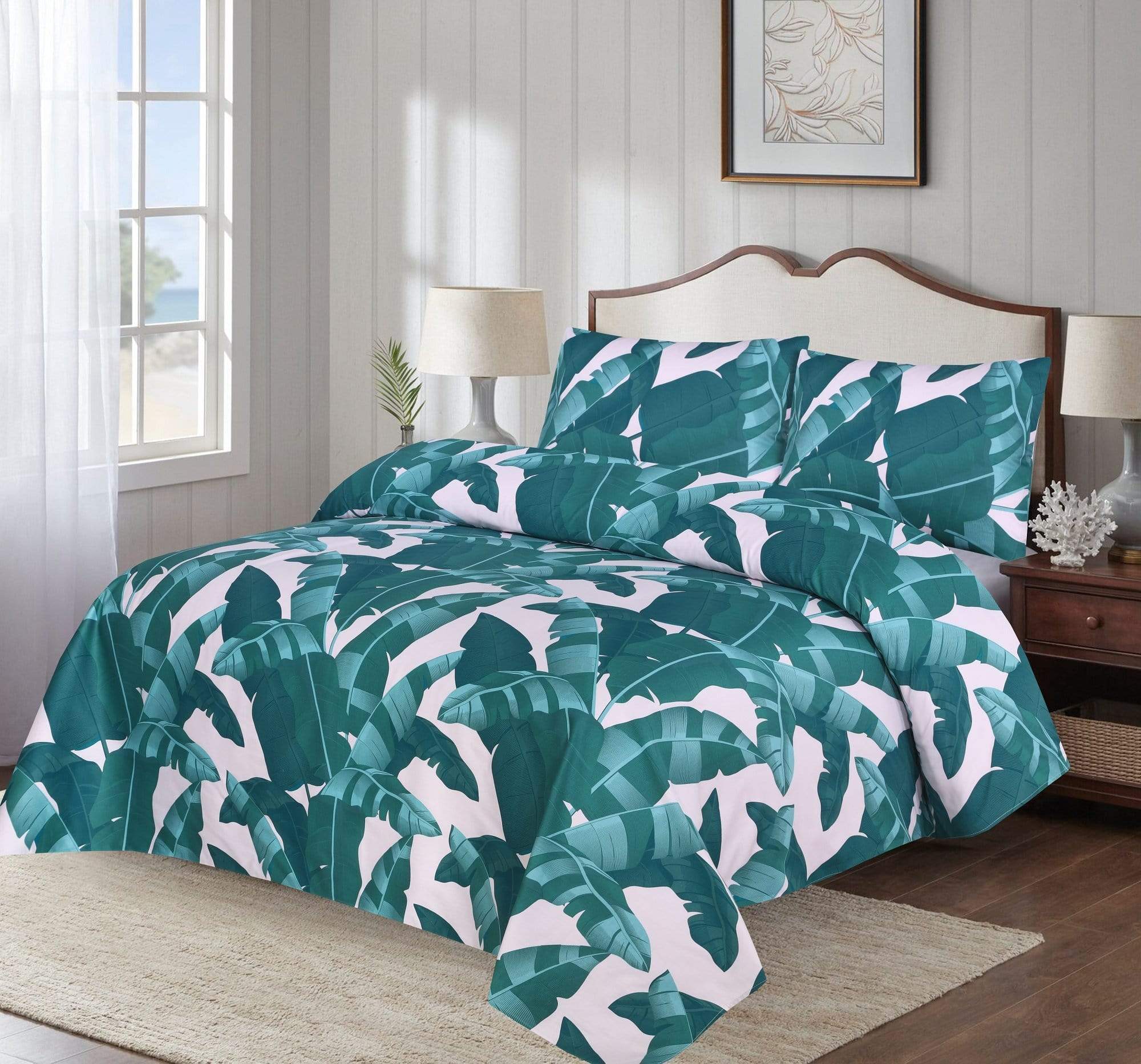 Grace D458-Cotton Satin 6 pc summer Comforter Set with 4 pillow covers