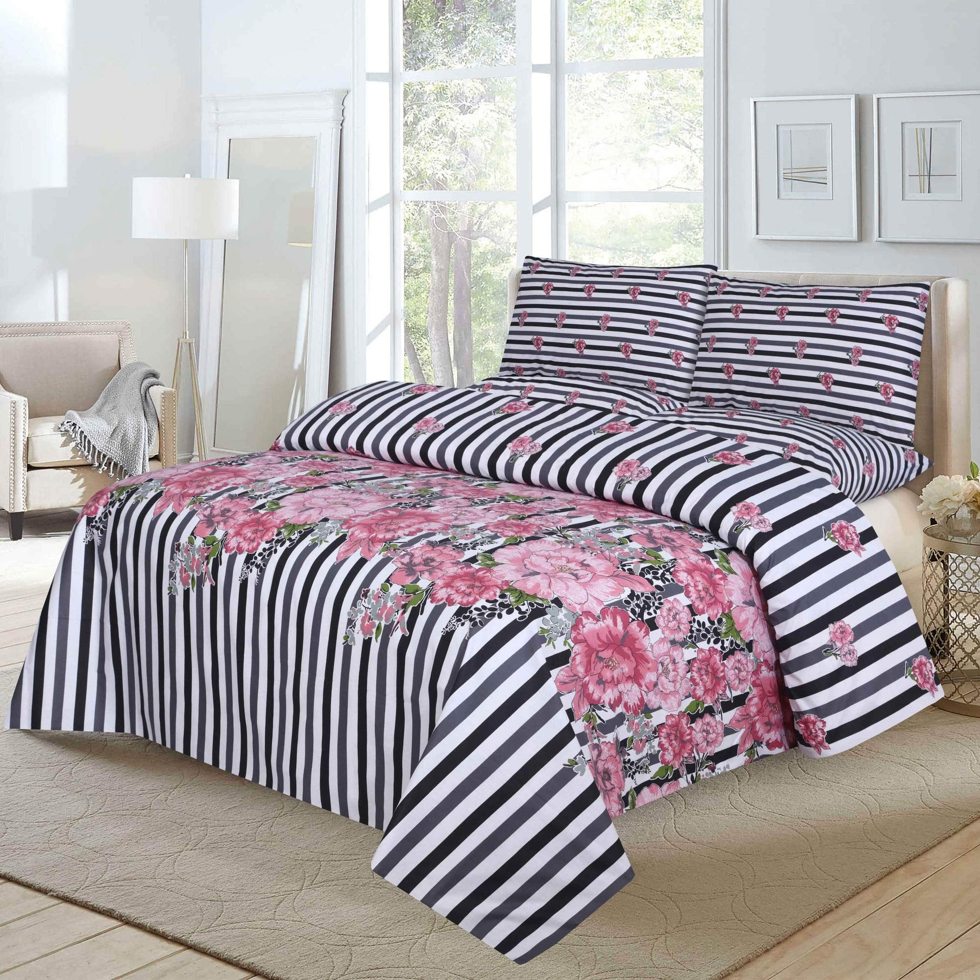 Grace D764- 6 pc summer Comforter Set with 4 pillow covers