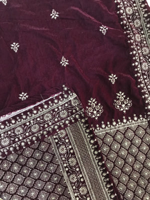 Sarinnah Premium 86-Embroided Fine quality Velvet shawl. - gracestore.pk