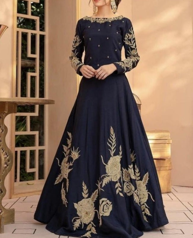 Grace S320- Embroidered 2pc (Kataan) Silk dress frock &amp; trouser