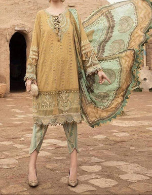 Grace S279-Shifli Embroidered in 3pc lawn dress with printed chiffon dupatta.
