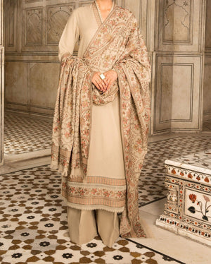 Sarinnah Premium D40-Luxury Formal Heavy Embroidered Karandi Shawl.