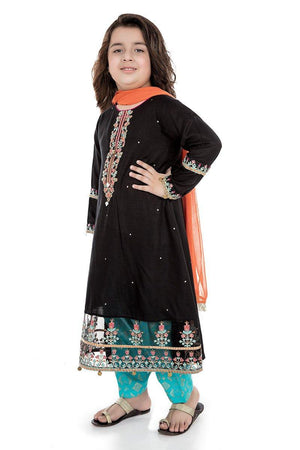 Maria 15 - Kids Embroided 3pc chiffon dress with chiffon dupatta. - gracestore.pk