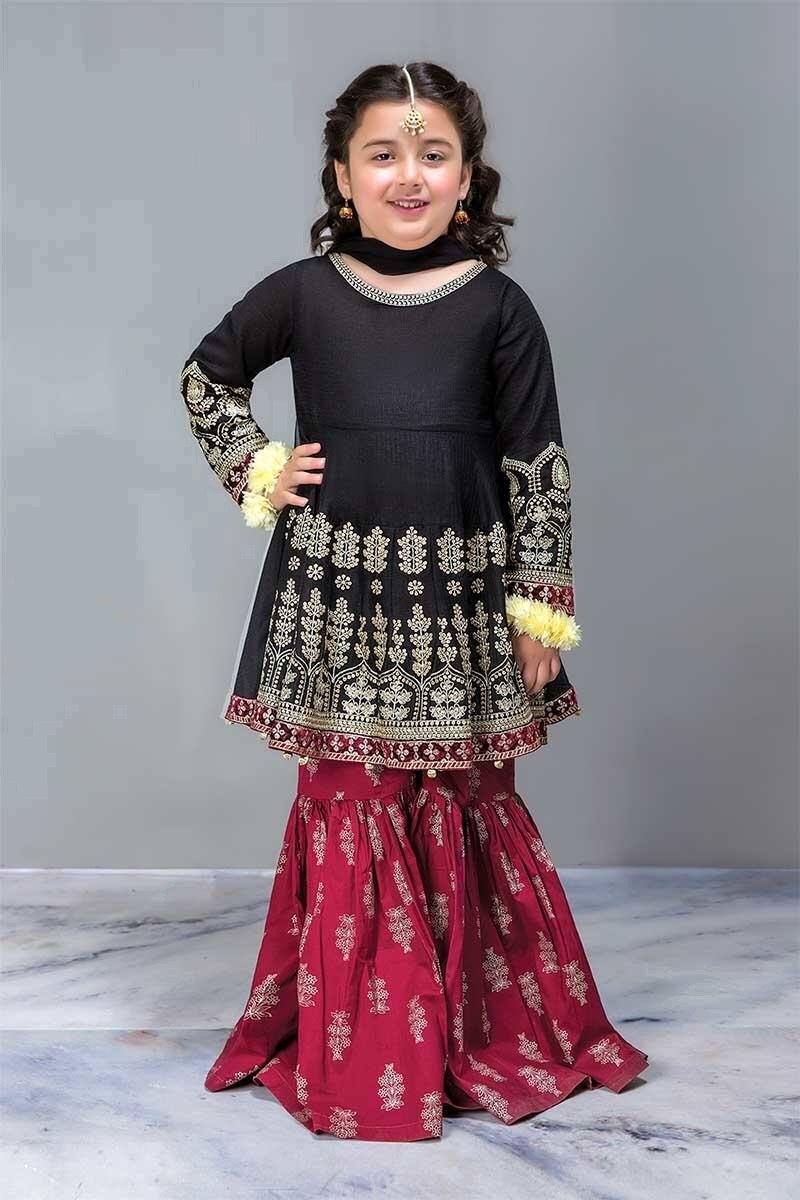 Maria 28-Kids Embroided 3pc chiffon dress with chiffon dupatta. - gracestore.pk
