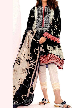 Grace S30- Embroidered 3pc lawn dress with printed chiffon dupatta.