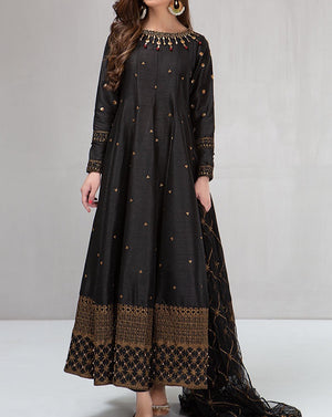 Grace W53 - Embroidered 3pc silk dress with embroidered chiffon duppata.